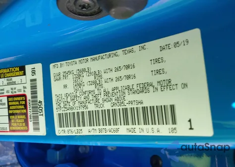 2019 Toyota Tacoma Trd Pro z USA, uszkodzony, nr VIN 5TFCZ5AN8KX197956